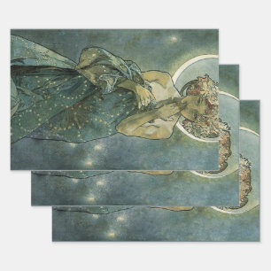 Alphonse Mucha Stunning Art Nouveau Frau #18 Geschenkpapier Set