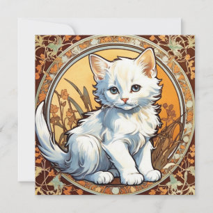 Alphonse Mucha Style Cat Einladung