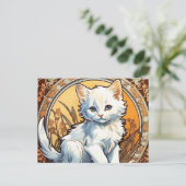 Alphonse Mucha Style Cat Feiertagspostkarte (Stehend Vorderseite)