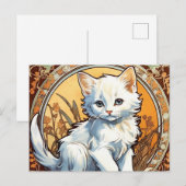 Alphonse Mucha Style Cat Feiertagspostkarte (Vorne/Hinten)