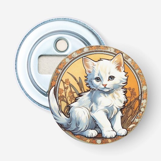 Alphonse Mucha Style Cat Flaschenöffner (Vorderseite)