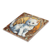 Alphonse Mucha Style Cat Fliese (Seite)