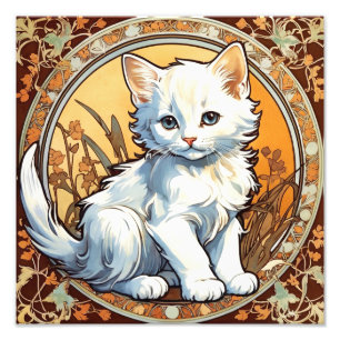 Alphonse Mucha Style Cat Fotodruck