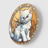 Alphonse Mucha Style Cat Große Wanduhr (Winkel)