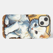 Alphonse Mucha Style Cat iPhone Hülle (Rückseite (Horizontal))