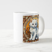 Alphonse Mucha Style Cat Jumbo-Tasse (Vorderseite Rechts)