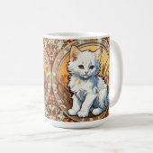 Alphonse Mucha Style Cat Kaffeetasse (VorderseiteRechts)