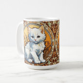 Alphonse Mucha Style Cat Kaffeetasse (Vorderseite Links)
