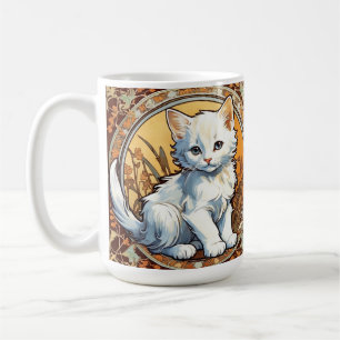 Alphonse Mucha Style Cat Kaffeetasse