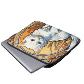 Alphonse Mucha Style Cat Laptopschutzhülle (Vorne Knopf)