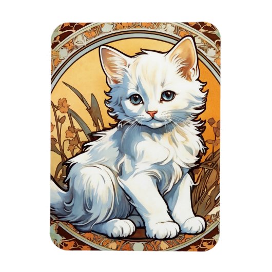 Alphonse Mucha Style Cat Magnet (Vertikal)