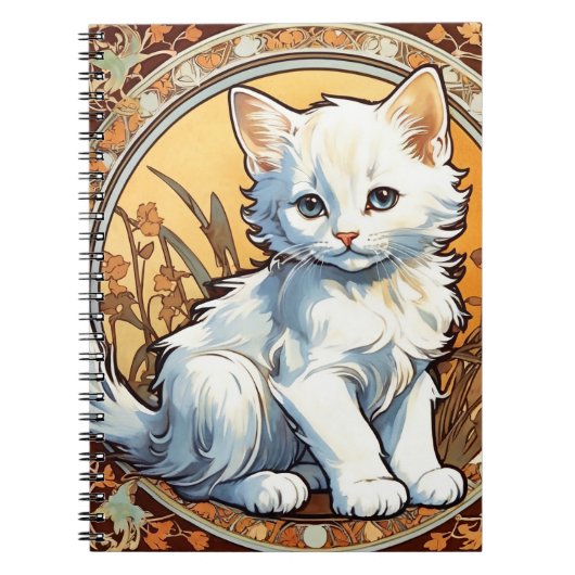 Alphonse Mucha Style Cat Notizblock (Vorderseite)