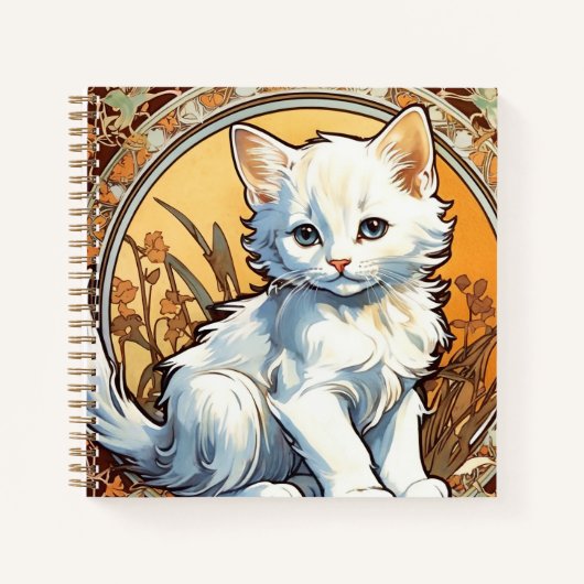 Alphonse Mucha Style Cat Notizblock (Vorderseite)