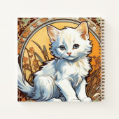 Alphonse Mucha Style Cat Notizblock (Rückseite)
