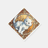 Alphonse Mucha Style Cat Serviette (Ecke)