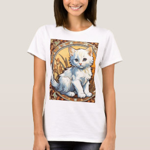 Alphonse Mucha Style Cat T-Shirt