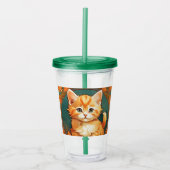 Alphonse Mucha Style Orange Cat Acryltrinkbecher (Vorderseite)