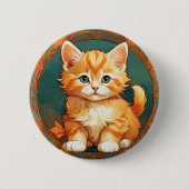Alphonse Mucha Style Orange Cat Button (Vorderseite)