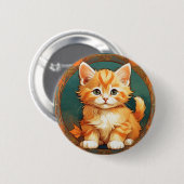 Alphonse Mucha Style Orange Cat Button (Vorne & Hinten)