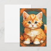 Alphonse Mucha Style Orange Cat Card (Vorne/Hinten)