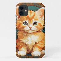 Alphonse Mucha Style Orange Cat