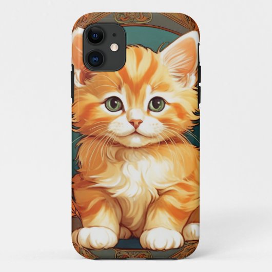 Alphonse Mucha Style Orange Cat Case-Mate iPhone Hülle (Rückseite)