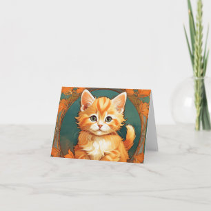 Alphonse Mucha Style Orange Cat Einladung