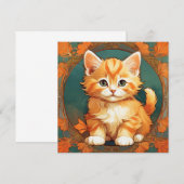 Alphonse Mucha Style Orange Cat Einladung (Vorne/Hinten)