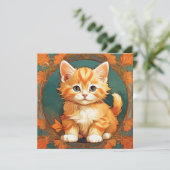 Alphonse Mucha Style Orange Cat Einladung (Stehend Vorderseite)