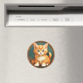 Alphonse Mucha Style Orange Cat Magnet (In Situ (Geschirrspüler))