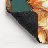 Alphonse Mucha Style Orange Cat Mousepad (Ecke)