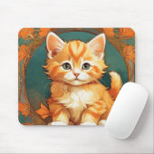 Alphonse Mucha Style Orange Cat Mousepad (Mit Mouse)