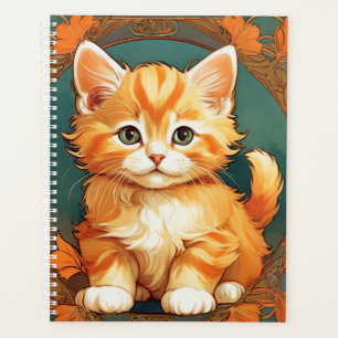 Alphonse Mucha Style Orange Cat Planer