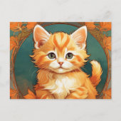 Alphonse Mucha Style Orange Cat Postkarte (Vorderseite)