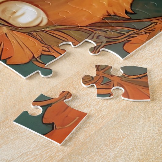 Alphonse Mucha Style Orange Cat Puzzle (Seite)