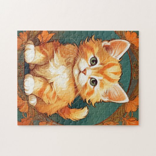 Alphonse Mucha Style Orange Cat Puzzle (Horizontal)