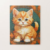 Alphonse Mucha Style Orange Cat Puzzle (Vertikal)