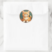 Alphonse Mucha Style Orange Cat Runder Aufkleber (Tasche)