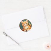 Alphonse Mucha Style Orange Cat Runder Aufkleber (Umschlag)