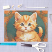 Alphonse Mucha Style Orange Cat Seidenpapier (Handwerk)