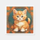 Alphonse Mucha Style Orange Cat Serviette (Vorderseite)