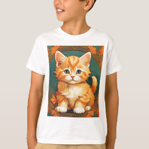 Alphonse Mucha Style Orange Cat T-Shirt
