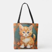 Alphonse Mucha Style Orange Cat Tasche (Rückseite)