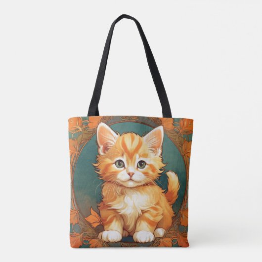 Alphonse Mucha Style Orange Cat Tasche (Rückseite)