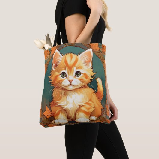 Alphonse Mucha Style Orange Cat Tasche (Von Nahem)