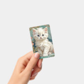 Alphonse Mucha Style White Cat Ausweis (Handheld)