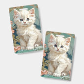 Alphonse Mucha Style White Cat Ausweis (Vorder- & Rückseite)