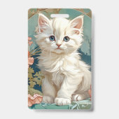 Alphonse Mucha Style White Cat Ausweis (Rückseite)