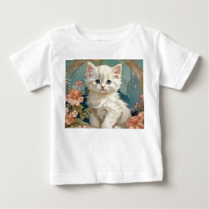 Alphonse Mucha Style White Cat Baby T-shirt