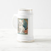Alphonse Mucha Style White Cat Bierglas (Vorderseite Links)